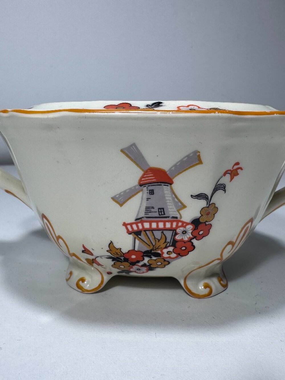 Vintage 1930s Alfred Meakin Marigold Delicia Windmill Sugar Bowl Astoria No Lid